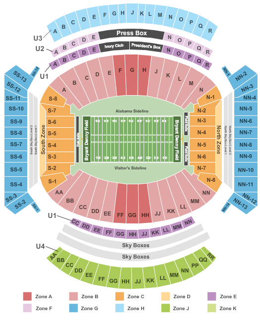 Bryant-Denny Stadium Wrong map Seating Chart