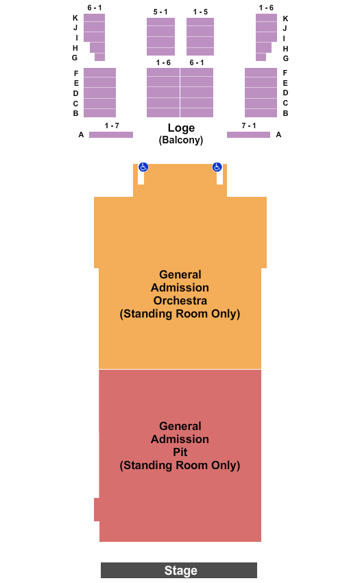 Buckhead Theatre Endstage GA Pit/GA Orch Seating Chart