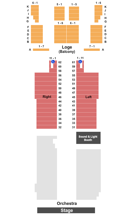Buckhead Theatre Endstage Half Orch Seating Chart