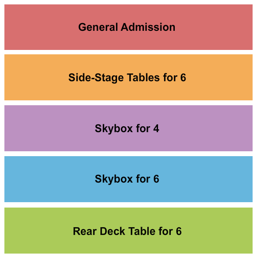 Buck's Backyard GA/Side Stage/Sky Box/Rear Deck Seating Chart