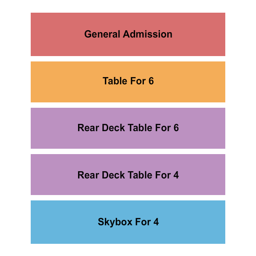 Buck's Backyard GA/Table/Skybox Seating Chart