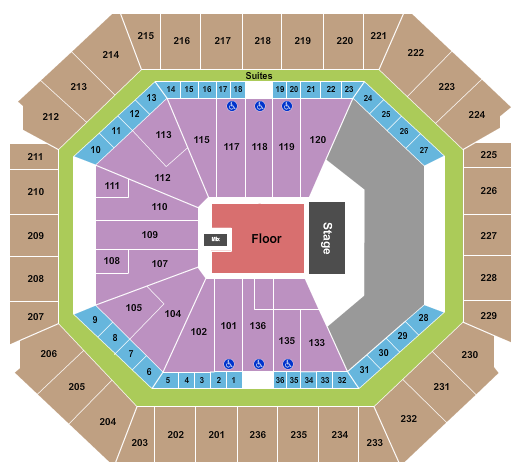 Bud Walton Arena Endstage Seating Chart