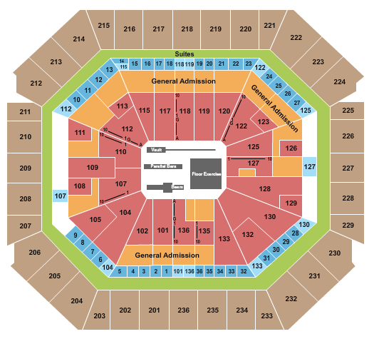 Bud Walton Arena Gymnastics Seating Chart