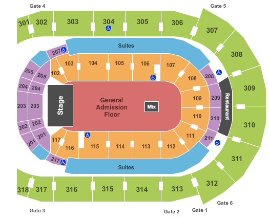 Budweiser Gardens End Stage GA Floor Seating Chart