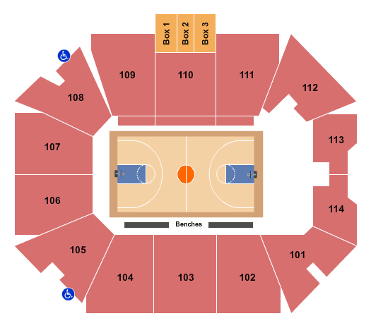 Burns Arena - UT Basketball - Globetrotters Seating Chart