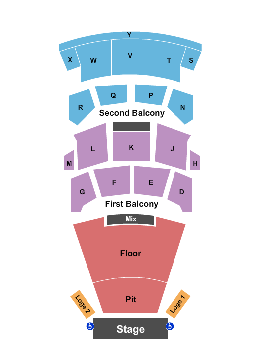 Burton Cummings Theatre End Stage GA Floor & Pit Seating Chart