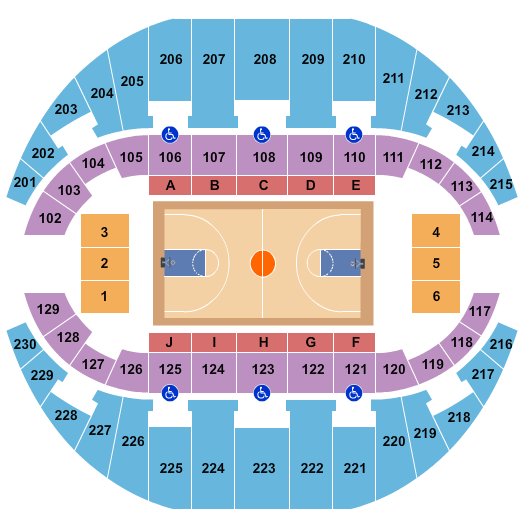 Burton Memorial Coliseum Complex Standard Seating Chart