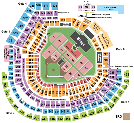 seating chart for Busch Stadium - Morgan Wallen - eventticketscenter.com