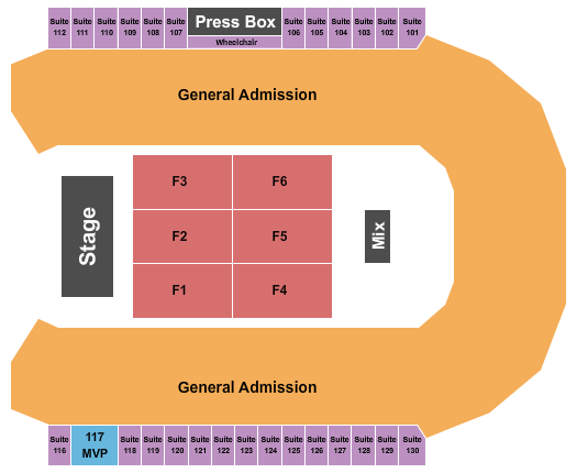 CAA Centre End Stage & General Admission Seating Chart