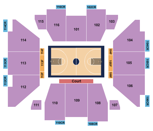 Dale E. and Sarah Ann Fowler Events Center Basketball 2019-20 Seating Chart
