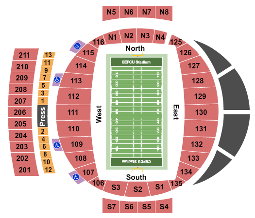 CEFCU Stadium Football Seating Chart