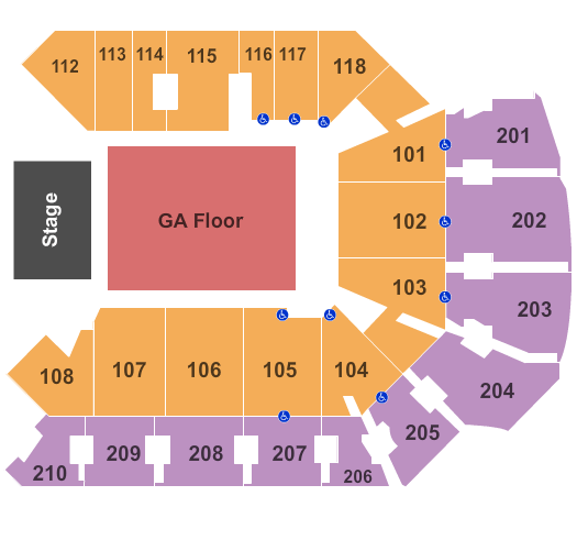 Addition Financial Arena End Stage GA Seating Chart