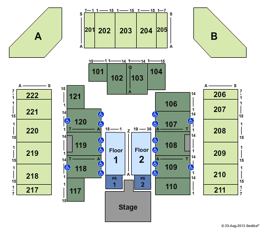 CFSB Center End Stage Pit Seating Chart