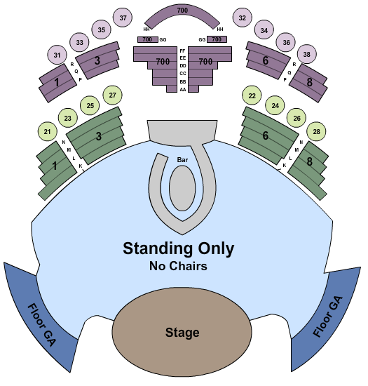 Cache Creek Casino Resort - Elevate Lounge End Stage - SRO Seating Chart