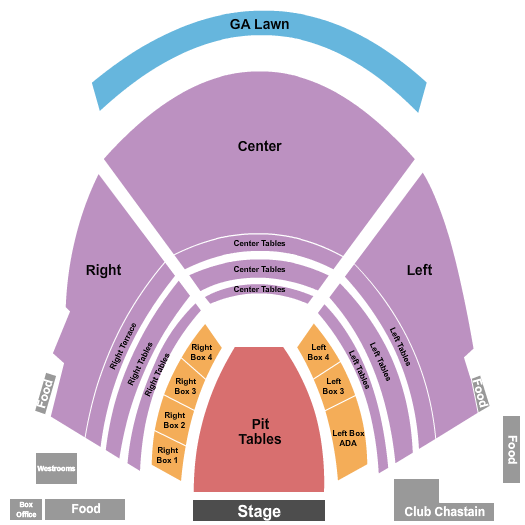 Cadence Bank Amphitheatre at Chastain Park Concert with Tables & Pit Seating Chart