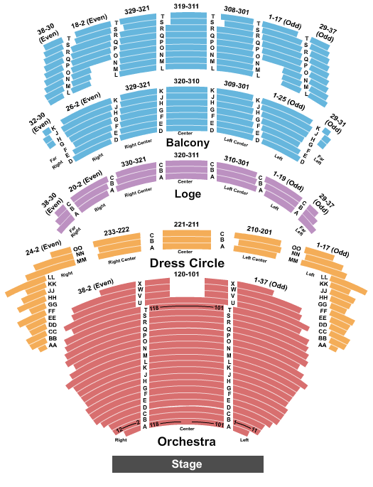 Cadillac Palace Seating Map