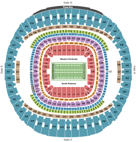 Caesars Superdome New Orleans Bowl 2022 Seating Chart