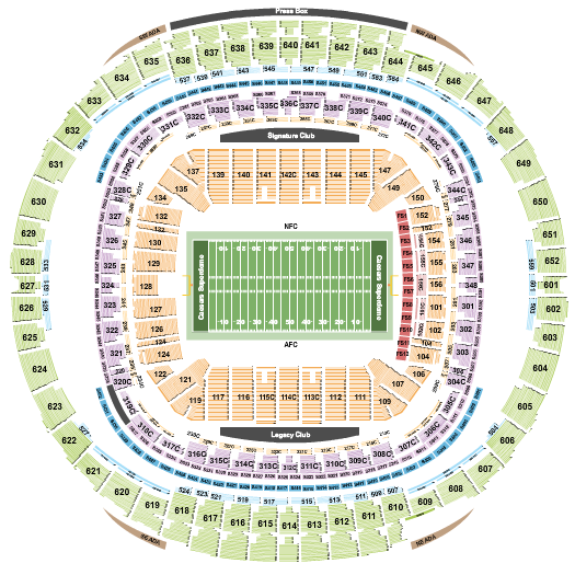 Caesars Superdome Super Bowl RW Seating Chart