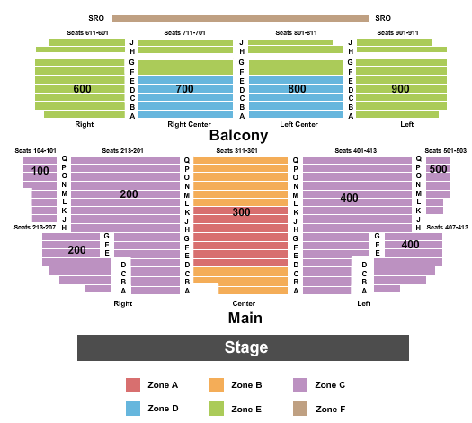 Cahn Auditorium End Stage Int Zone Seating Chart