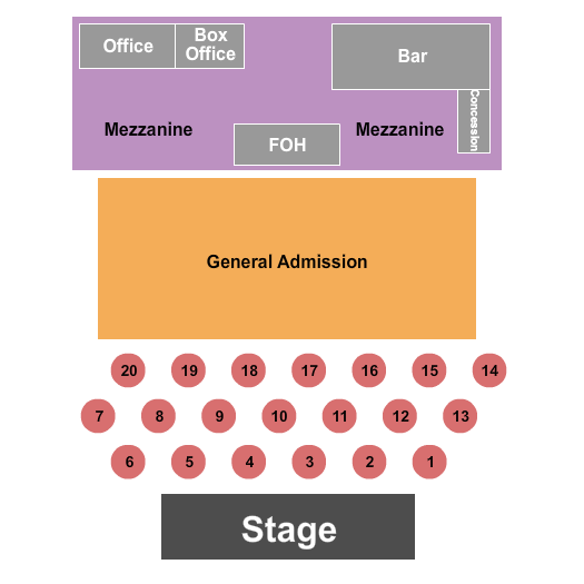 Cains Ballroom Tables/GA/Mezz 2 Seating Chart