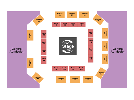 Cajundome Convention Center GA/Booth/Platform Seating Chart