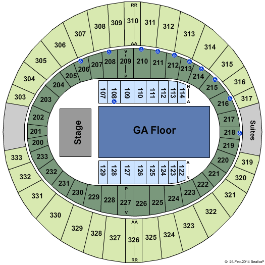 Cajundome Endstage - GA Floor Seating Chart