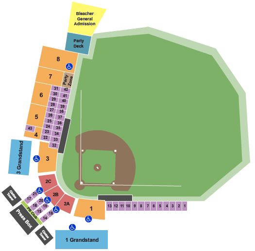 Calfee Park Baseball 2 Seating Chart