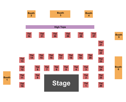 California Room at The Ice House Endstage Tables Seating Chart