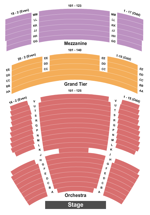 California Theatre - San Jose Seating Map