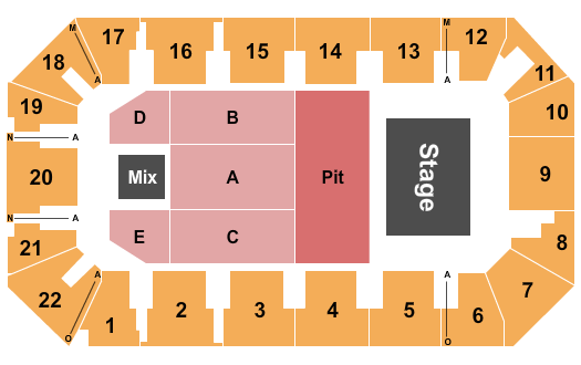 1st Summit Arena at Cambria County War Memorial Endstage Half House Pit Seating Chart