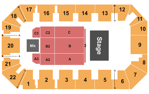1st Summit Arena at Cambria County War Memorial Godsmack Seating Chart