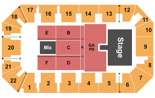 1st Summit Arena at Cambria County War Memorial Justin Moore Seating Chart