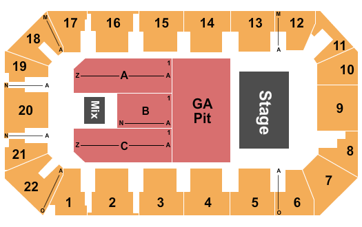 1st Summit Arena at Cambria County War Memorial Luke Combs Seating Chart
