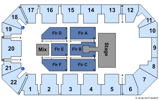 1st Summit Arena at Cambria County War Memorial Third Day Seating Chart