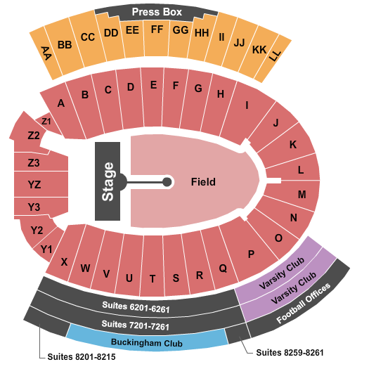 Camp Randall Stadium Coldplay Seating Chart