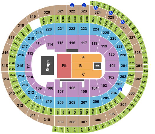 Canadian Tire Centre Endstage GA Pit Seating Chart