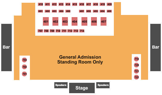 Canyon Club - Agoura Hills GA Standing/Tables Seating Chart