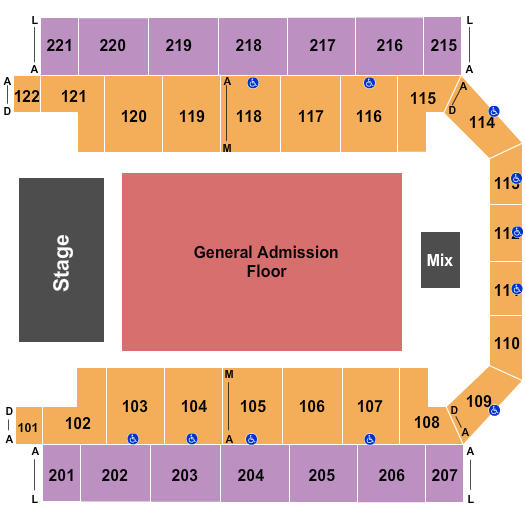 Carlson Sports Arena Endstage GA Floor Seating Chart