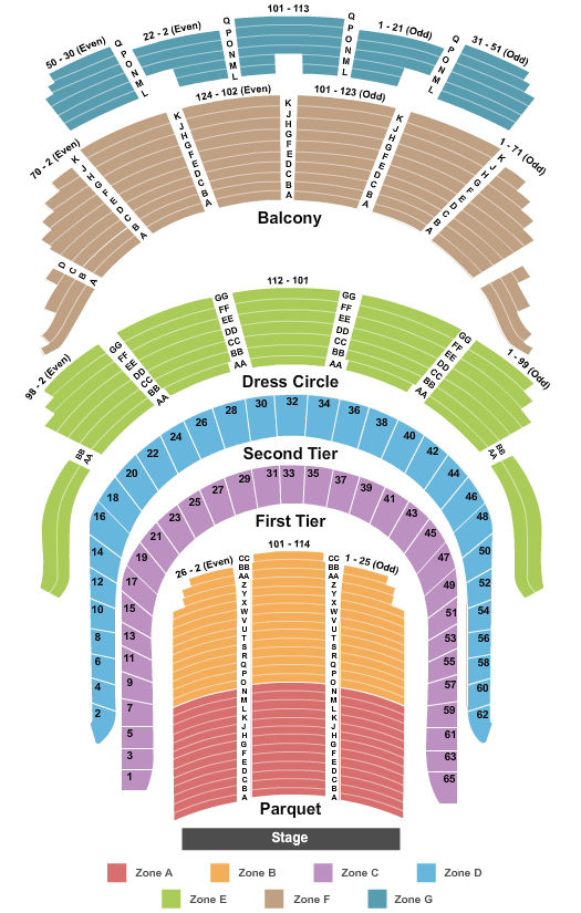 Carnegie Hall - Isaac Stern Auditorium End Stage Zone Seating Chart