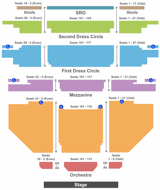 seating chart for Carpenter Theatre at Dominion Energy Center - End Stage Zone - eventticketscenter.com
