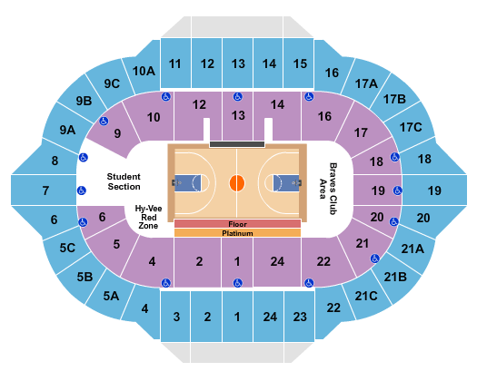 Carver Arena Basketball 2019-20 Seating Chart