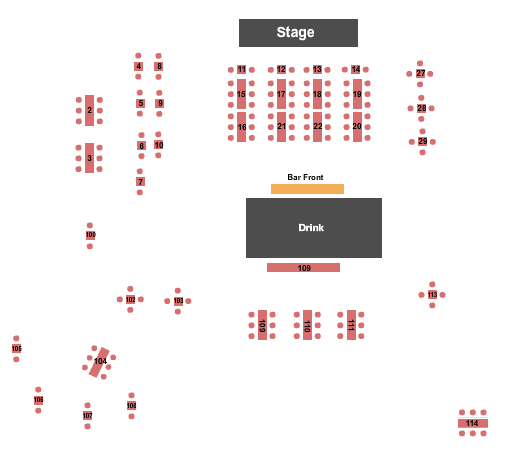 Cascade Lounge at Agua Caliente Casino End Stage Seating Chart