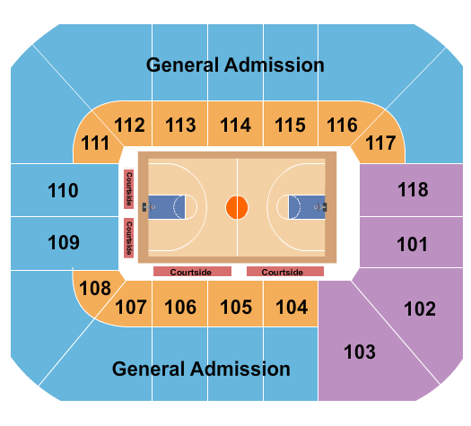 Detailed Seating Chart for Cassell Coliseum - Seating Capacity of 10052