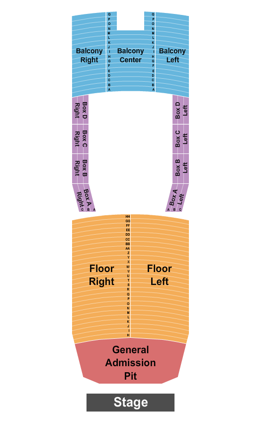Cathedral Theatre at the Masonic Temple Endstage - Front Floor GA Seating Chart