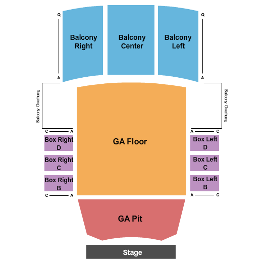 Cathedral Theatre at the Masonic Temple GA Pit/GA Flr/RSV Balc Seating Chart