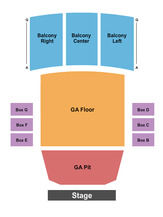 Masonic Jack White Theatre at the Masonic Temple GA Pit/GA Flr/RSV Balc 2 Seating Chart