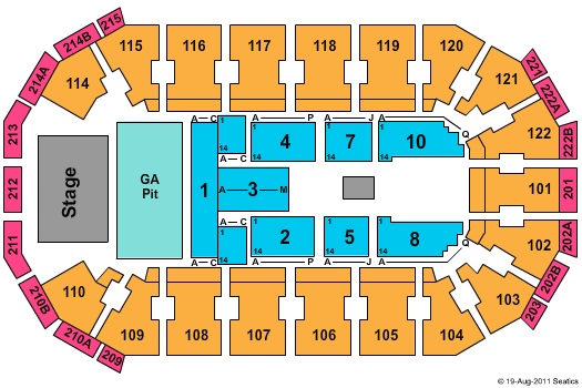 HEB Center at Cedar Park Endstage w/ Pit Seating Chart