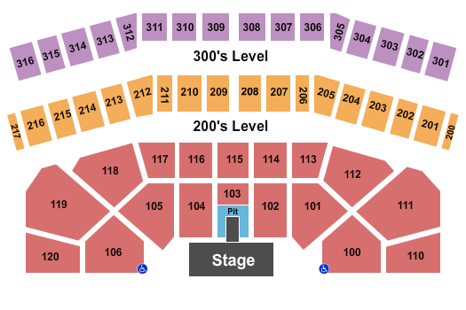 Celeste Center End Stage Pit Seating Chart