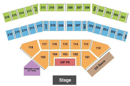 seating chart for Celeste Center - Endstage VIP Pit - eventticketscenter.com