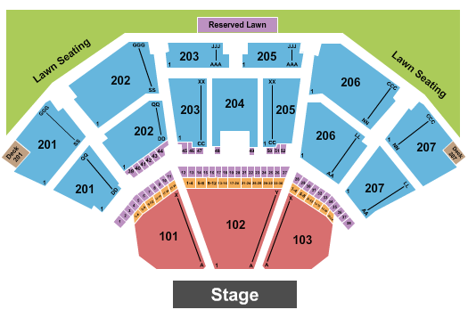 seating chart for Cellairis Amphitheatre at Lakewood - Endstage - Reserved Lawn - eventticketscenter.com